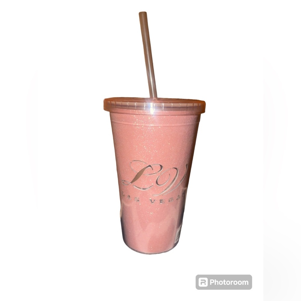 New Pink Glitter Las Vegas Tumbler with Straw